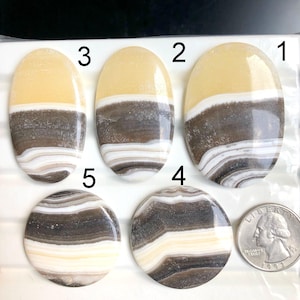 Cabujón de cacita cebra seleccionado, piedra semipreciosa natural para joyería, cristal curativo, joyería de cristal de calcita cebra, lote A143
