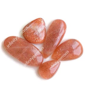 Goede kwaliteit zonnesteen edelsteen, 17-32 mm (ca. gemengde vormen en maten), verpakking van 5 stuks, gladde oranje kleur zonnesteen voor sieraden, healing cabs 84474