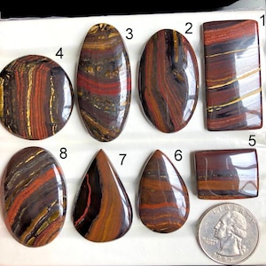 Iron Tiger Eye Cabochon, Natural Semi Precious Gemstone For Jewelry Making, Healing Crystal, Birthstone Gemstone LOT-A272