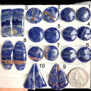 SELECTED Sodalite Faceted Earrings Pair Cabochon, Natural Semi Precious Gemstone For Making Jewelry, Faceted Rose Cut Earrings Jewelry