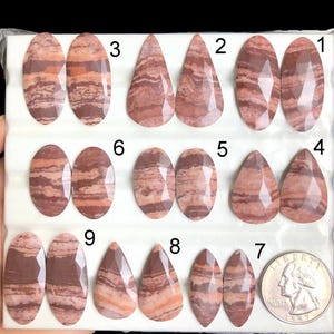 Paire de boucles d'oreilles en jaspe chocolat sélectionné, paire de cabochons à facettes, pierre semi-précieuse naturelle pour la fabrication de bijoux, cristal de puissance LOT-173