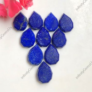 Pierre précieuse naturelle en forme de poire coupée en étape de Lapis Lazuli, coupe en forme de poire calibrée de 12x16 mm pour la fabrication de bijoux, pierre précieuse en vrac Lapis Lazuli