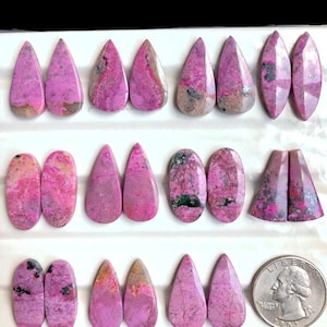 Par de aretes de calcita de copaltonita seleccionados, cabujón, piedra semipreciosa para joyería, aretes de piedras preciosas naturales estilo suroeste.