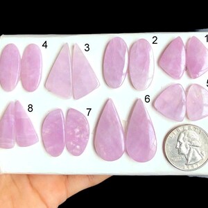 SELECTED beste kwaliteit kunzite-oorbellen paar cabochon, genezende halfedelsteen voor perfecte oorbellen maken, prachtige cabochon, LOT-V7