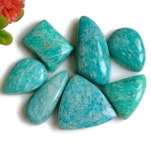 Cabochons en Amazonite de qualité supérieure, 16 x 24 mm environ, forme mélangée, lot de 7 avec bijoux à dos plat, bijoux de style sud-ouest
