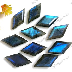Labradorite blu naturale a forma di rombo, pietra preziosa da 10x20 mm, creazione di gioielli a forma di aquilone calibrata, utilizzo della labradorite per la creazione di ciondoli e orecchini