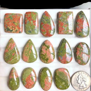 Cabochon di diaspro unakite selezionato, pietra semipreziosa naturale per la creazione di gioielli, pendenti di cristallo energetico di diaspro, LOTTO-A215