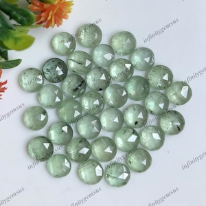 Mintgrüner Kyanit Rosenschliff Edelstein 7mm Flache Rückseite - Mintgrüne Farbe Facettierter Kyanit Runde Form Edelstein 10 Stück Lot Für Schmuckherstellung