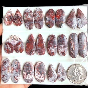 Ausgewählte Crazy Lace Achat Ohrringe Paar Cabochon, natürliche Halbedelstein für die Schmuckherstellung, Achat Paar Healing Kristall Ohrringe