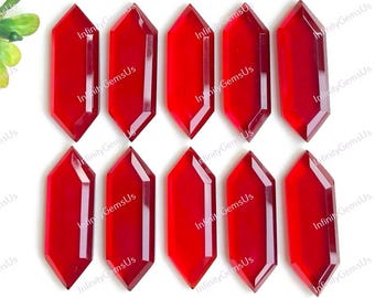 10x30mm Garnet Long Hexagon Shape Step Cut Gemstone For Jewelry Making, Garnet Faceted Healing Gemstone For Necklace Jewelry