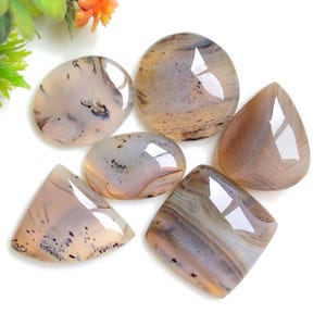 Montana Achat Cabochon, 21 x 23 mm Ungefähre Mischform 6 Stück Packung wie im Bild, natürliche Halb Edelstein Lot Verwendung für die Herstellung von Schmuck 84589