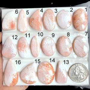 Cabochons en scolécite rose SÉLECTIONNÉS, Pierre semi-précieuse naturelle pour la fabrication de bijoux, Pendentifs enveloppés de fil de scolécite, Bijoux LOT-A157