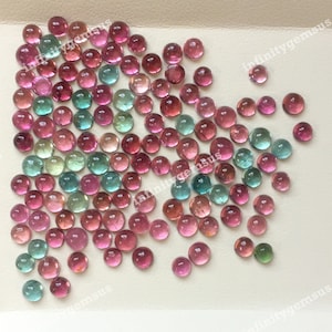 Turmalin Cabochon 3mm runde Form Cabochon 10 Stück Packung, glatt poliert, mehrfarbiger Turmalin kalibrierte Größe