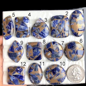Cabochon compressé en cuivre sodalite, bijoux faits main en pierre gemme sodalite fait main, pierre semi-précieuse LOT-126