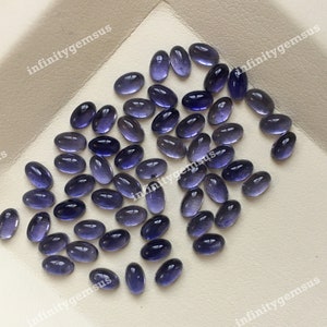 Iolite Cabochon 3x5mm Oval Cabochon 10pc Pack, Glad gepolijst, Semiprecious Gemstone Kalibreren Grootte