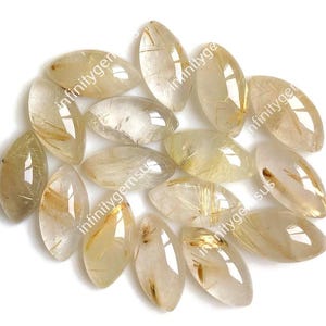 Cabochon di rutilo dorato a forma di marquise 8 x 16 mm, 10 pezzi, pietre preziose semipreziose naturali calibrate per la creazione di gioielli, gioielli con pietre portafortuna