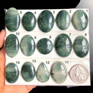 GESELECTEERD groene oceaanjaspis cabochon, beste kwaliteit groene oceaanjaspis edelsteen voor het maken van sieraden, draadgewikkelde hangers, genezing LOT-A20