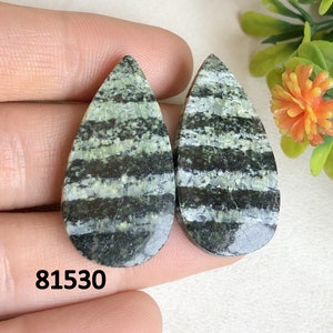 Paire de cabochons de boucles d'oreilles en opale suisse verte, Paires de pierres semi-précieuses pour la fabrication de boucles d'oreilles, cabochon fait main, pendentif enroulé de fil