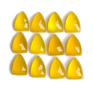 10 x 14 mm Gelber Onyx Rosenschliff Edelstein, Schildform 10 Stück Lot mit Flach-Rücken-Edelstein, facettiertem Onyx, Heilkristall