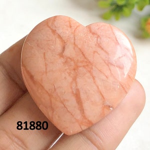 Perzik amaniet hart cabochon, halfedelsteen voor het maken van sieraden, handgemaakte cabochon, natuurlijk kristal