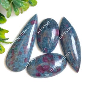 Cabujón de cianita rubí, 26 x 45 mm aproximadamente, formas variadas, lote de 4 piezas igual que la imagen, piedra preciosa de cianita rubí de la mejor calidad para hacer pulseras 84506