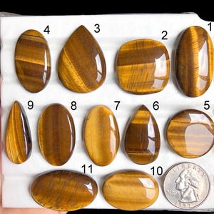 SELECTED Yellow Tiger Eye Cabochon, Natural Semi Precious Gemstone For Jewelry Making, Southwest Style & Handcrafted Artisan Designs Jewelry