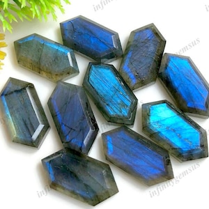 Blauwe labradoriet gefacetteerd lang zeshoekig stuk 10 x 20 mm gekalibreerde stapgeslepen labradoriet voor het maken van kettingen en armbanden, cadeau voor mooie vrouw