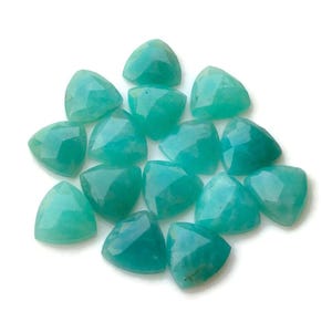 Pietra preziosa sfaccettata a taglio rosa trilione di amazzonite da 10 mm, confezione da 10 pezzi con pietra preziosa a fondo piatto, bellissima pietra preziosa amazzonite da utilizzare per la creazione di gioielli