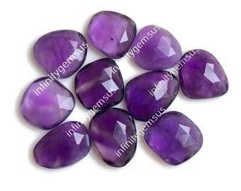 Ametista de boa qualidade 6 peças de pedra preciosa lapidada em rosa facetada, 10 x 12 mm aproximadamente, pedra preciosa ametista roxa para uso em brincos e anéis