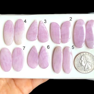 SELECTED beste kwaliteit kunzite-oorbellen paar cabochon, losse halfedelsteen voor perfecte oorbellen maken, beschermingskristal, LOT-w7