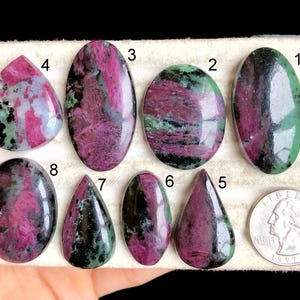 Cabujón de zoisita rubí seleccionado, piedra preciosa de zoisita rubí de forma y calidad increíbles para joyería, piedra de nacimiento de cristal curativo (lote i5)