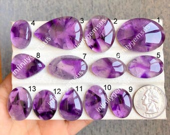 Selected Trapiche Amethyst Cabochon, Loose Gemstone For Jewelry Making, Beautiful Trapiche Amethyst Gemstone Cabochons Love, Gift Item LOT-N