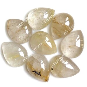 Cabochon rutilo dorato a forma di pera 12 x 16 mm, 10 pezzi, pietre preziose sciolte semipreziose calibrate per la creazione di gioielli, cristallo da meditazione
