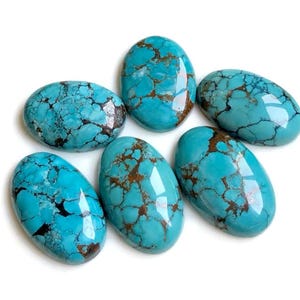 Lot de 6 cabochons magnésite turquoise, 24 x 27 mm environ, formes et tailles variées, utilisation de pierres semi-précieuses naturelles pour bijoux 84187