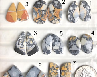 Geselecteerde maligano jaspis oorbel paar cabochon, natuurlijke halfedelsteen voor sieraden maken, jaspis westerse stijl oorbellen sieraden