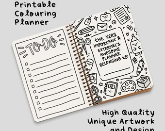 High Quality Adorable Original Artwork Children Printable Planner Kids Scheduler School/Home ADHD Colouring Page Weekly Daily LaughAndBelly