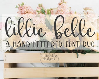 Hand lettered Font / Print and Script hand lettered font with Print Uppercase and Script Lowercase, lillie belle font