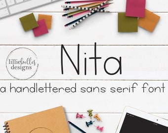 Handwritten Sans Serif font, Hand lettered multilingual font, Font for logos, Nita Font