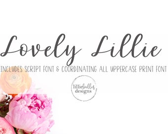 Lovely Lillie - a handwritten font duo, Wedding font, Invitation Font, Script and Print Font, Font for design and crafting, Font Pairs