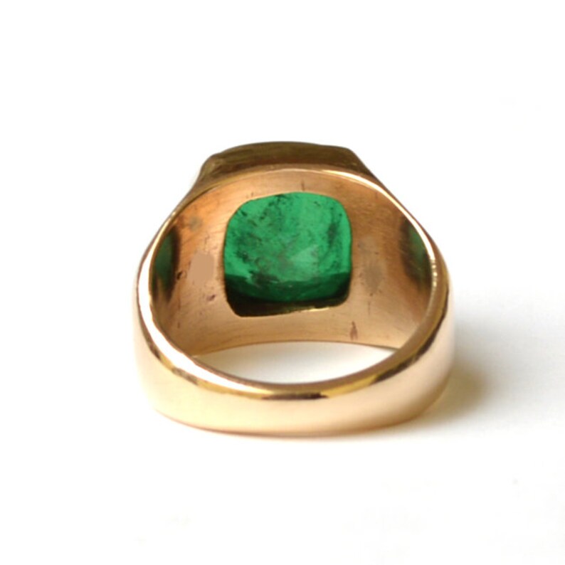18K Rose Gold Over Sterling Silver Ring Rich Green Emerald Ring Square Ring Birthstone Unisex Gift Ring Faceted Emerald Gemstone Ring