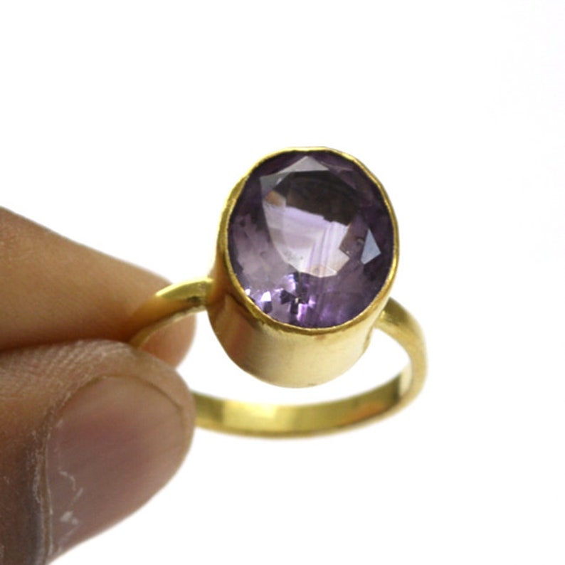 3.5ct Natural amethyst ring emerald cut purple gemstone sterling silver ring February birthstone promise ring
