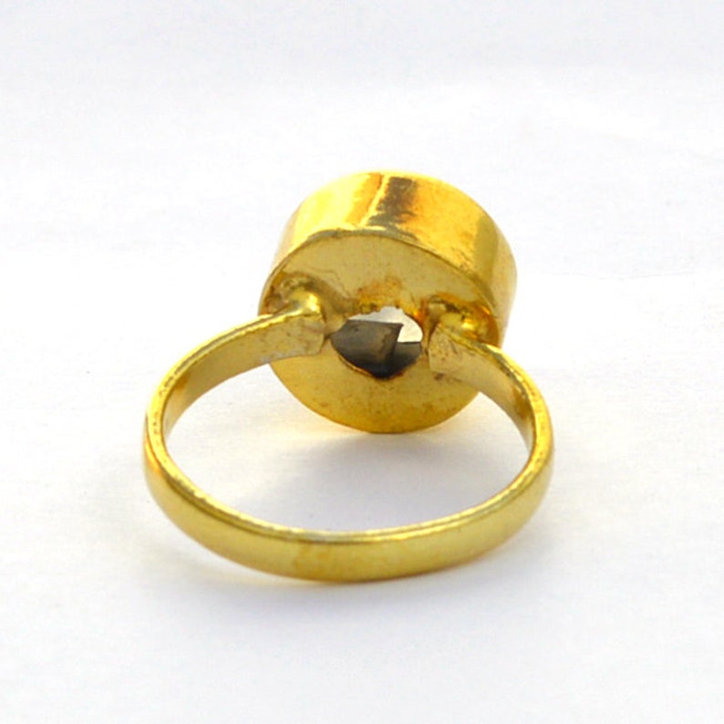 Gift Ring June Birthstone Gift Ring Natural Round Rainbow Moonstone Gemstone Ring Yellow Gold on Sterling Silver Ring Moonstone Ring