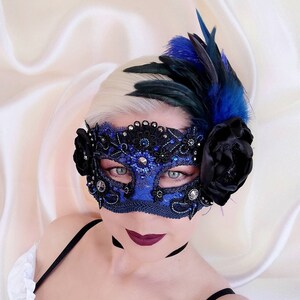 Royal Blue/Navy Masquerade Mask,  Carnival Mask, Halloween Mask, Mardi Gras Mask, Women&#39;s mask, Venetian carnival mask, Blue  wedding mask