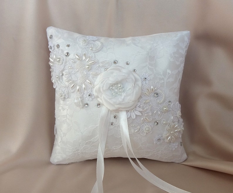 White Wedding Ring Pillow Wedding Cushion For Rings Ring Etsy