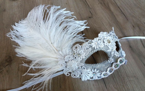 Silver Mask For Women Silver Masquerade Mask With White Etsy