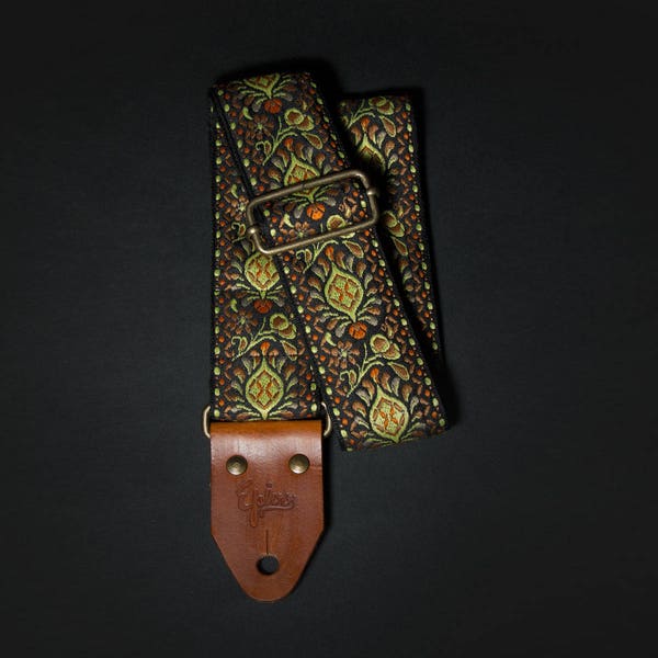 Green Peafowl Retro Guitar Strap