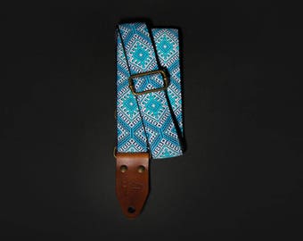 Blue Ethno Retro Guitar Strap