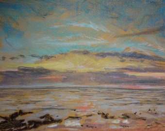 Landscape island of Oléron, sunset, January 16. Original design, unique piece