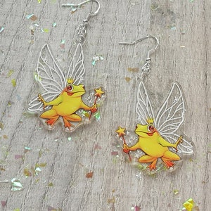 Fairy Frog Mother Acrylic Charm Earrings