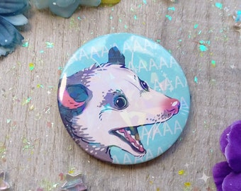 Possum AAAAAAAAAA Badge Holographic Opossum